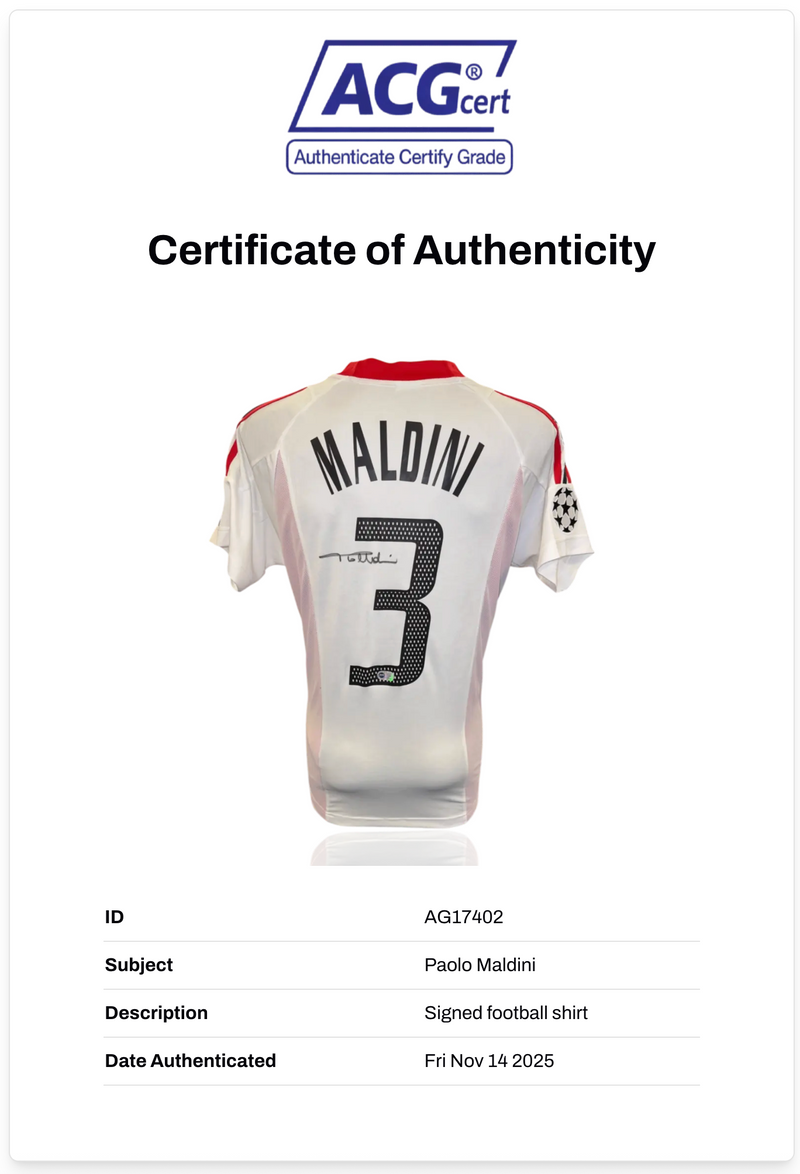 PAOLO MALDINI SIGNED AC MILAN 2002/03 AWAY SHIRT (ACG CERT AG17402)-3