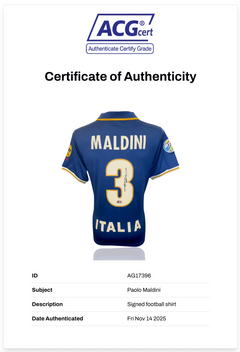 PAOLO MALDINI SIGNED ITALY EURO 1996 HOME SHIRT (ACG CERT AG17396)-3