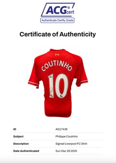 PHILIPPE COUTINHO SIGNED 2013/14 LIVERPOOL FC HOME SHIRT (ACG CERT AG17436)-2