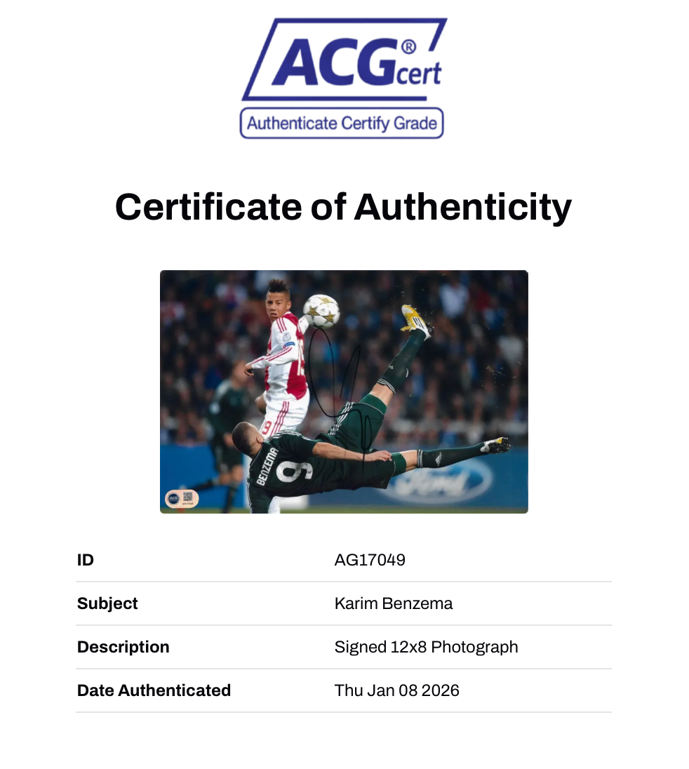 KARIM BENZEMA SIGNED REAL MADRID 12x8 PHOTO (ACG CERT AG17049)-2