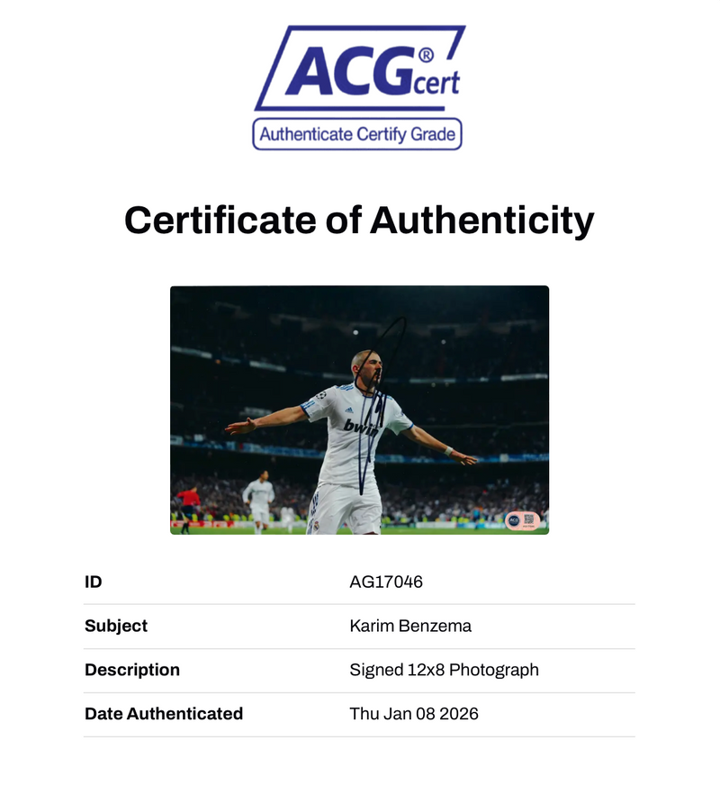 KARIM BENZEMA SIGNED REAL MADRID 12x8 PHOTO (ACG CERT AG17046)-2
