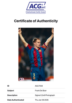 FRANK DE BOER SIGNED FC BARCELONA 12x8 PHOTO (ACG CERT AG17048)-2