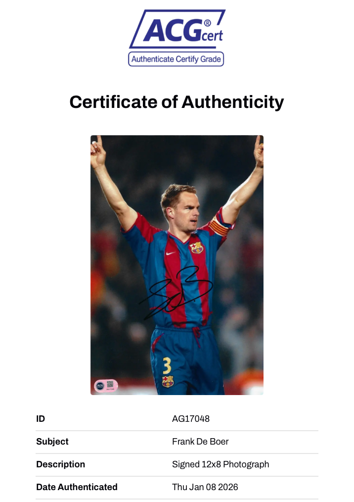 FRANK DE BOER SIGNED FC BARCELONA 12x8 PHOTO (ACG CERT AG17048)-2