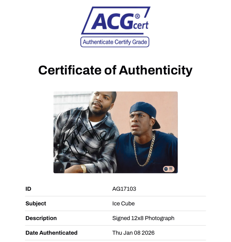 ICE CUBE SIGNED FRIDAY MOVIE 12x8 PHOTO (ACG CERT AG17103)-2