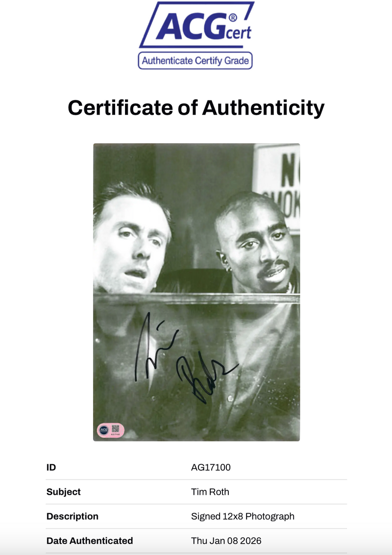 TIM ROTH SIGNED GRIDLOCK'D 2PAC 12x8 PHOTO (ACG CERT AG17100)-2