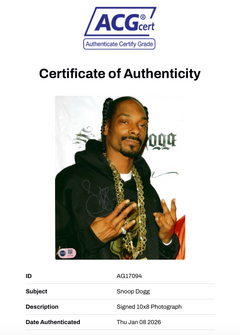 SNOOP DOGG SIGNED RAPPER 10x8 PHOTO (ACG CERT AG17094)-2