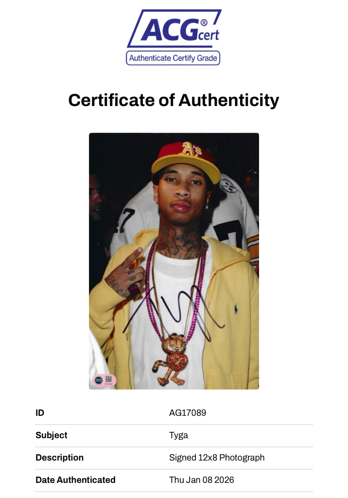 TYGA SIGNED RAPPER YOUNG MONEY 12x8 PHOTO (ACG CERT AG17089)