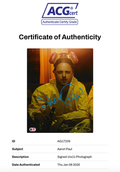 AARON PAUL SIGNED BREAKING BAD JESSE PINKMAN 14X11 PHOTO (ACG CERT AG17339)-2