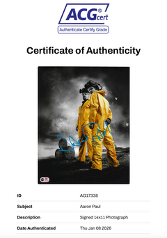 AARON PAUL SIGNED BREAKING BAD JESSE PINKMAN 14X11 PHOTO (ACG CERT AG17338)-2