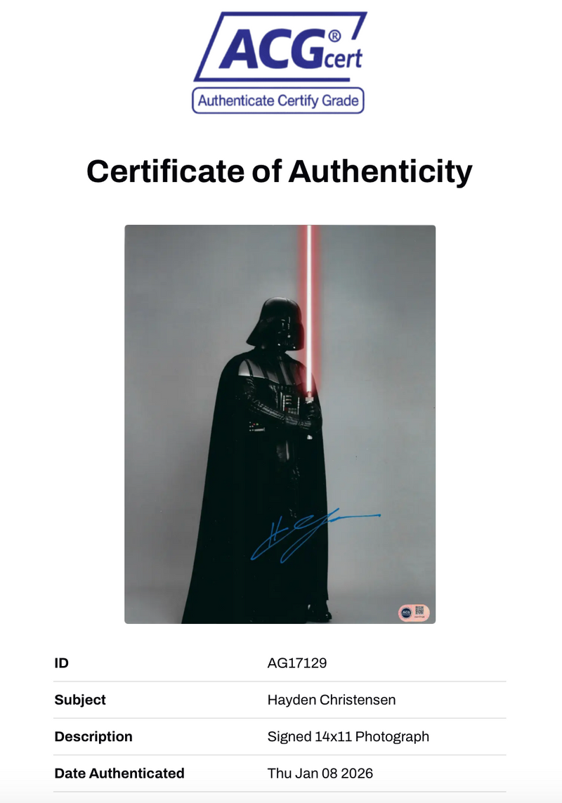 HAYDEN CHRISTENSEN SIGNED STAR WARS 14X11 PHOTO (ACG CERT AG17129)-2