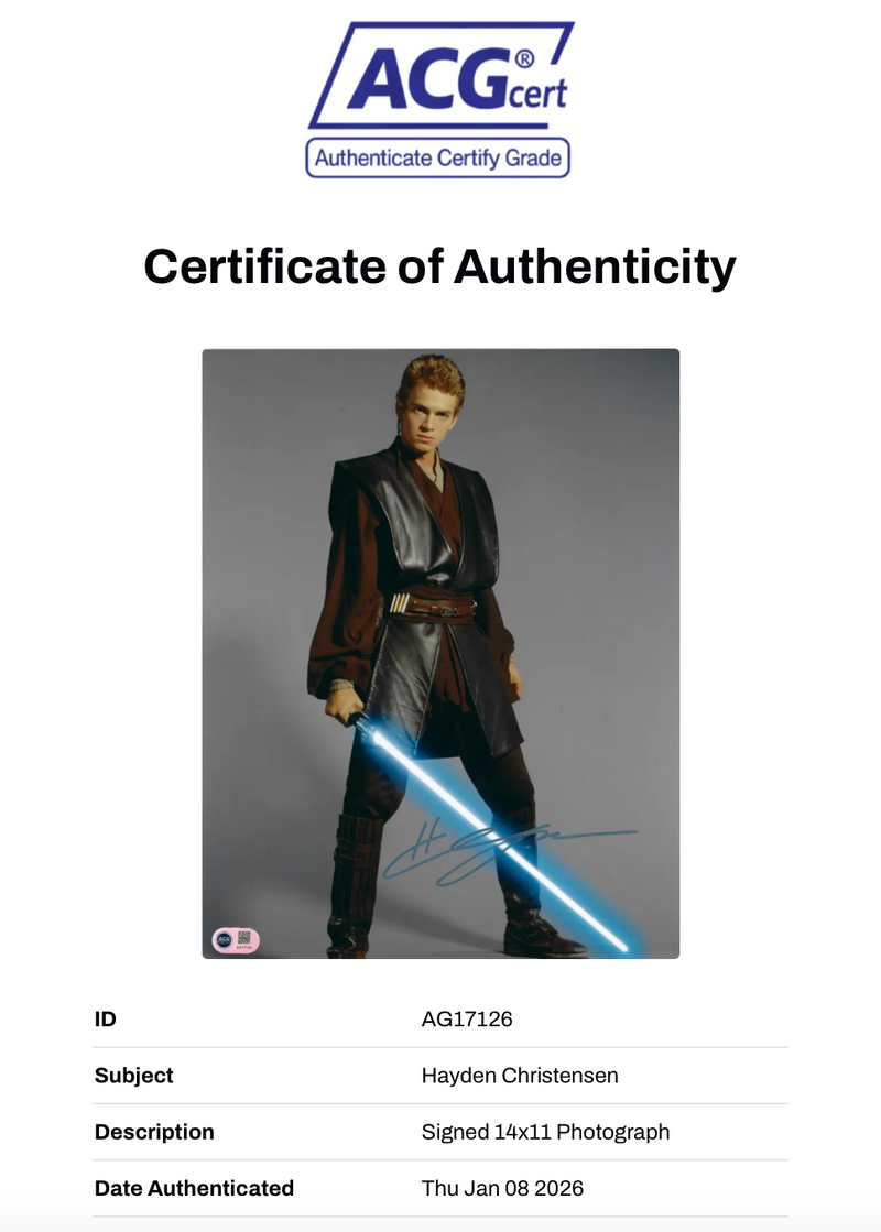 HAYDEN CHRISTENSEN SIGNED STAR WARS 14X11 PHOTO (ACG CERT AG17126)-2