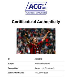 ANDRIY SHEVCHENKO SIGNED AC MILAN LEGEND 12X8 PHOTO (ACG CERT AG17140)-2