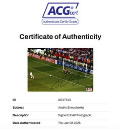 ANDRIY SHEVCHENKO SIGNED AC MILAN LEGEND 12X8 PHOTO (ACG CERT AG17143)-2