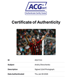 ANDRIY SHEVCHENKO SIGNED AC MILAN LEGEND 12X8 PHOTO (ACG CERT AG17141)-2