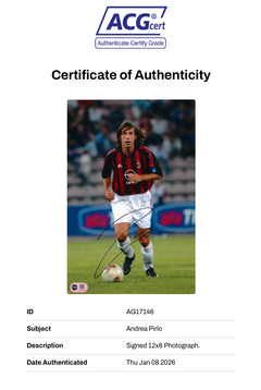 ANDREA PIRLO SIGNED AC MILAN LEGEND 12x8 PHOTO (ACG CERT AG17146)-2