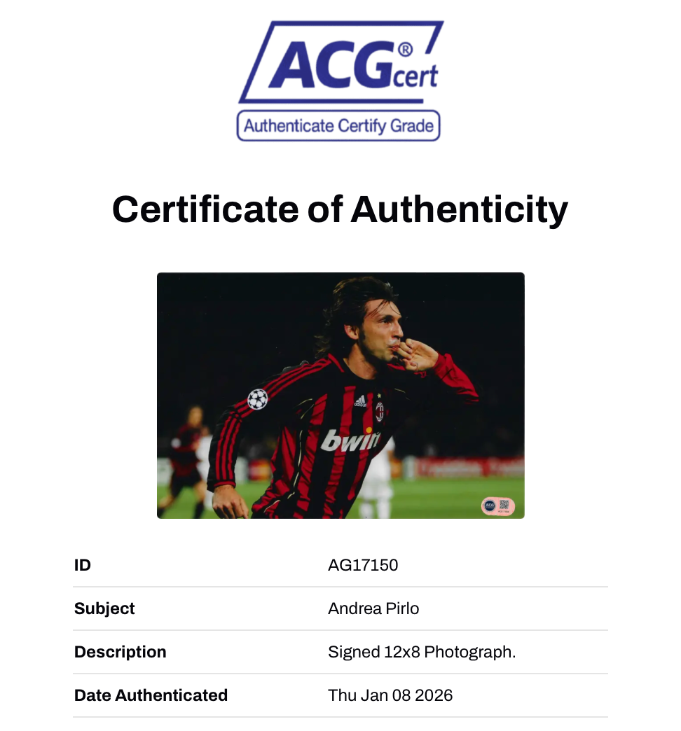 ANDREA PIRLO SIGNED AC MILAN LEGEND 12x8 PHOTO (ACG CERT AG17150)-2