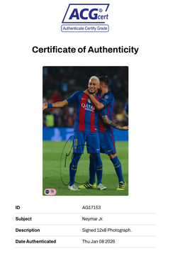 NEYMAR JR. SIGNED FC BARCELONA BRAZIL 12x8 PHOTO (ACG CERT AG17153)-2