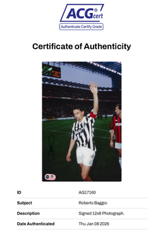 ROBERTO BAGGIO SIGNED 12x8 JUVENTUS ITALY LEGEND PHOTO (ACG CERT AG17160)-2