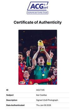 IKER CASILLAS SIGNED SPAIN 2010 WORLD CUP WINNERS 12X8 PHOTO (ACG CERT AG17165)-2