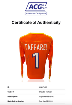 CLAUDIO TAFFAREL SIGNED BRAZIL 1998 WORLD CUP AWAY SHIRT (ACG CERT AG17485)-2