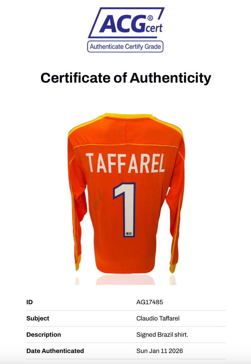 CLAUDIO TAFFAREL SIGNED BRAZIL 1998 WORLD CUP AWAY SHIRT (ACG CERT AG17485)-2