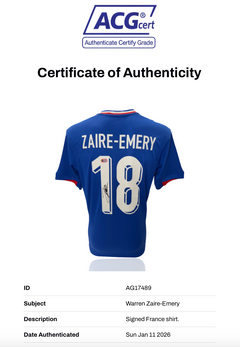 WARREN ZAIRE-EMERY SIGNED FRANCE EURO 2024 HOME SHIRT (ACG CERT AG17489)-2