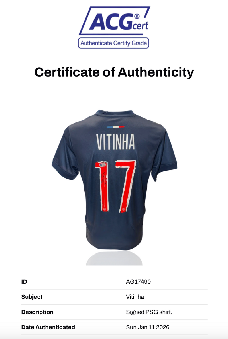 VITINHA SIGNED 2024/25 PARIS SAINT-GERMAIN PSG UCL HOME SHIRT (ACG CERT AG17490)-2