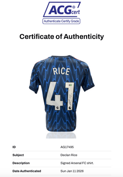 DECLAN RICE SIGNED 2025/26 ARSENAL FC AWAY SHIRT (ACG CERT AG17495)-2