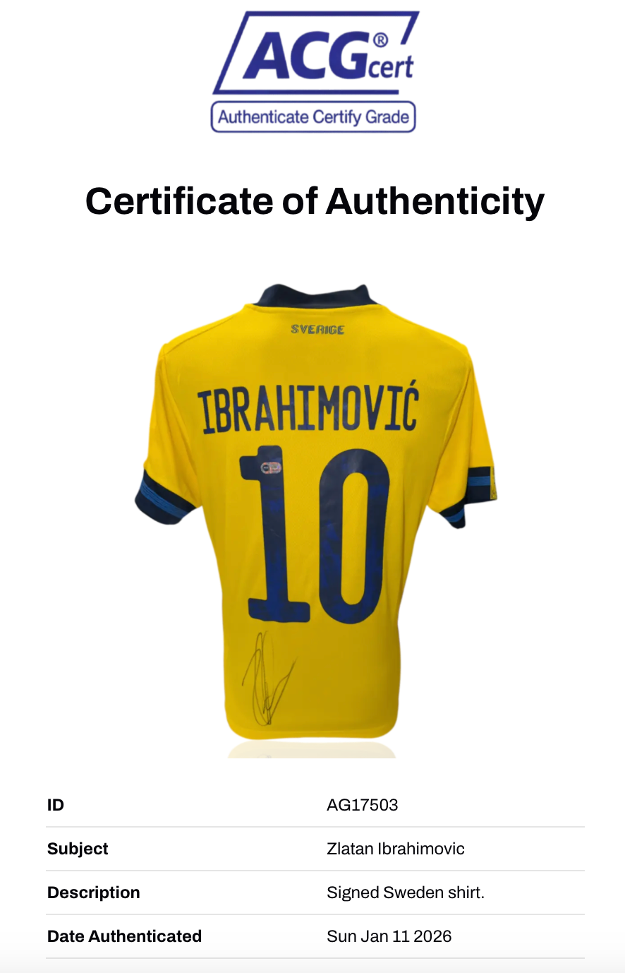 ZLATAN IBRAHIMOVIC SIGNED SWEDEN HOME 2020/22 HOME SHIRT (ACG CERT AG17503)