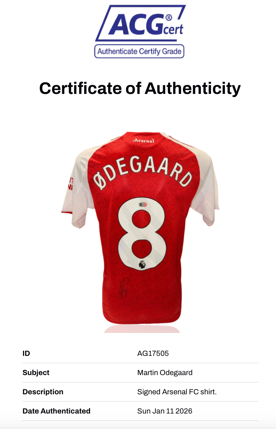 MARTIN ODEGAARD SIGNED ARSENAL FC 2025/26 HOME SHIRT (ACG CERT AG17505)