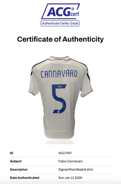 FABIO CANNAVARO SIGNED REAL MADRID 2006/07 HOME SHIRT (ACG CERT AG17497)-2