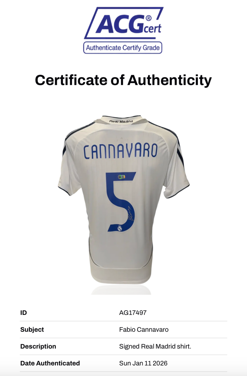 FABIO CANNAVARO SIGNED REAL MADRID 2006/07 HOME SHIRT (ACG CERT AG17497)-2