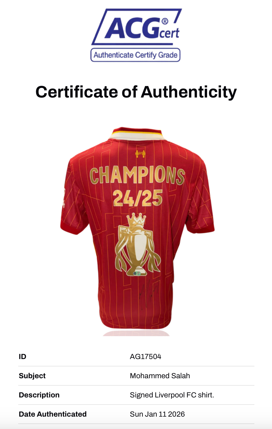 MOHAMED SALAH SIGNED LIVERPOOL FC HOME 2024/25 CHAMPIONS SHIRT (ACG CERT AG17504)-2