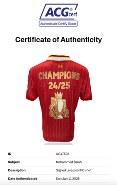 MOHAMED SALAH SIGNED LIVERPOOL FC HOME 2024/25 CHAMPIONS SHIRT (ACG CERT AG17504)-2