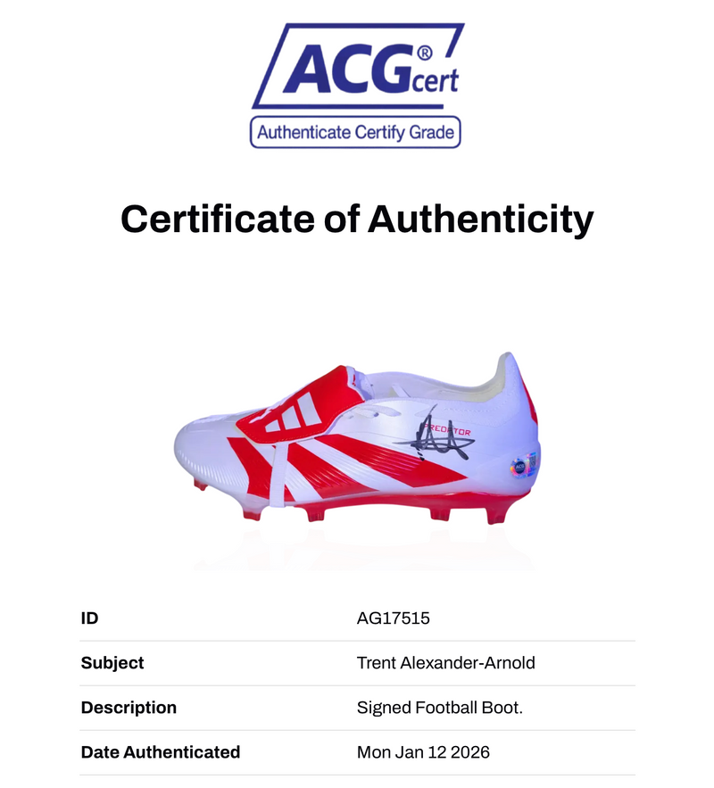 TRENT ALEXANDER-ARNOLD SIGNED ADIDAS PREDATOR FOOTBALL BOOT (ACG CERT AG17515)-2