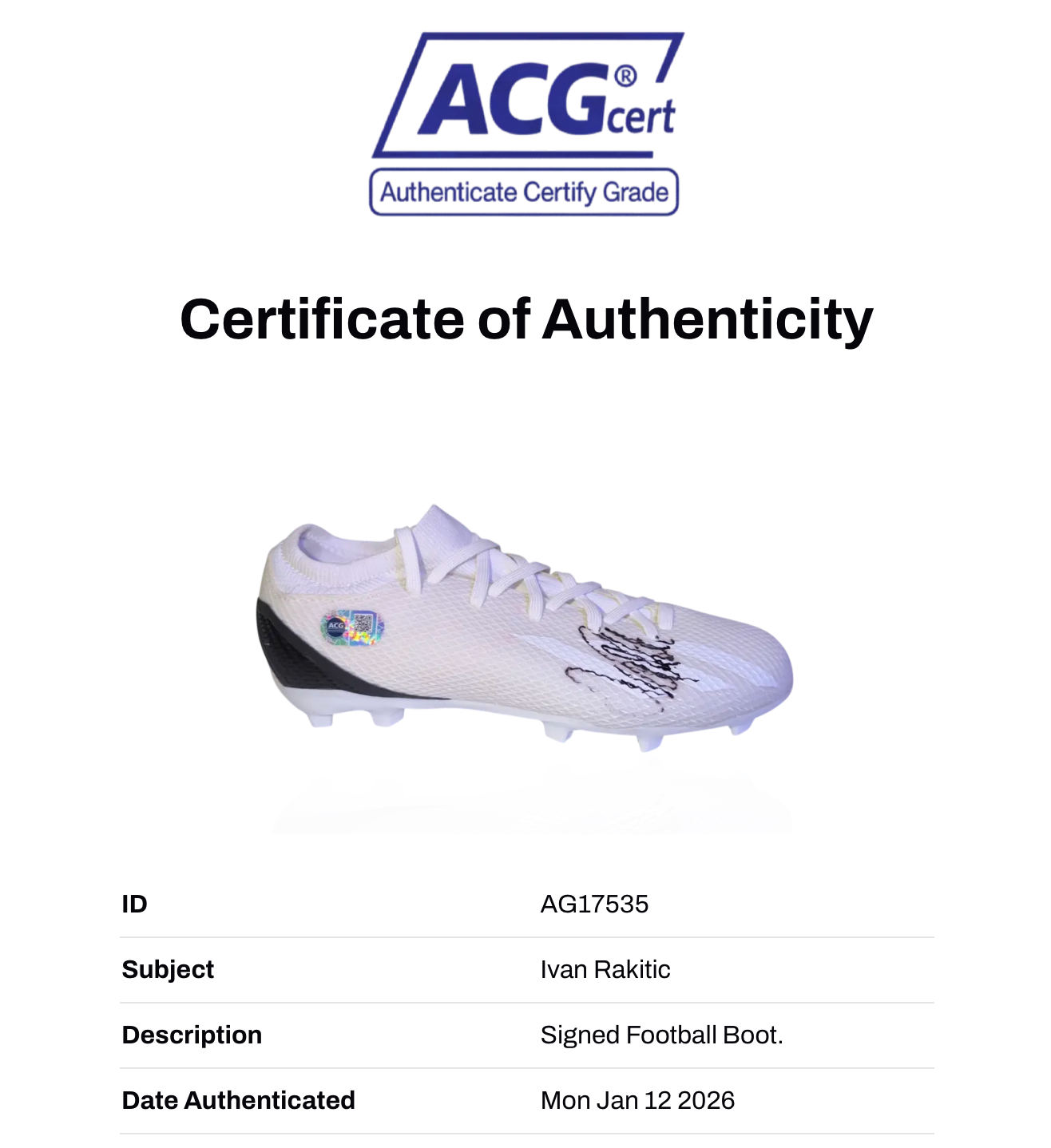 IVAN RAKITIC SIGNED ADIDAS FOOTBALL BOOT CROATIA LEGEND (ACG CERT AG17535)-2