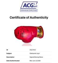 OLEKSANDR USYK SIGNED RED EVERLAST MID BOXING GLOVE (ACG CERT AG17543)-2