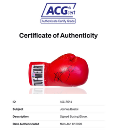 JOSHUA BUATSI SIGNED RED TUF WEAR AUTOGRAPH BOXING GLOVE (ACG CERT AG17541)-2