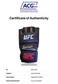 LEON 'ROCKY' EDWARDS SIGNED UFC AUTOGRAPH FIGHT GLOVE (ACG CERT AG17555)-2