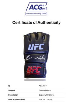 GUNNAR NELSON SIGNED UFC AUTOGRAPH FIGHT GLOVE (ACG CERT AG17557)-2