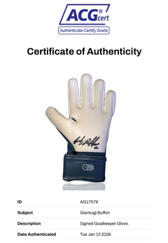 GIANLUIGI BUFFON SIGNED PUMA NAVY GOALKEEPER GLOVE (ACG CERT AG17579)-2