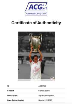 FRANCO BARESI SIGNED AC MILAN LEGEND 14X11 PHOTOGRAPH (ACG CERT AG17703)-3