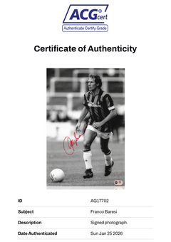 FRANCO BARESI SIGNED AC MILAN LEGEND 14X11 PHOTOGRAPH (ACG CERT AG17702)-3