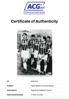 PAOLO MALDINI & FRANCO BARESI SIGNED AC MILAN 14x11 PHOTO (ACG CERT AG17414)-5
