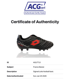 FRANCO BARESI SIGNED AC MILAN LOTTO FOOTBALL BOOT (ACG CERT AG17713)-6