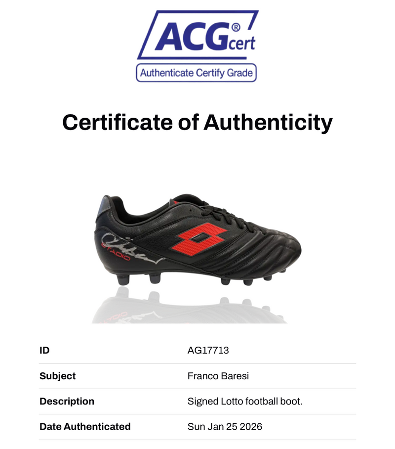 FRANCO BARESI SIGNED AC MILAN LOTTO FOOTBALL BOOT (ACG CERT AG17713)-6