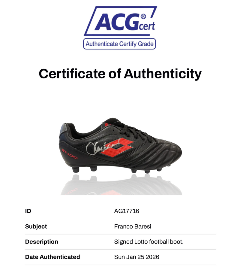 FRANCO BARESI SIGNED AC MILAN LOTTO FOOTBALL BOOT (ACG CERT AG17716)-6