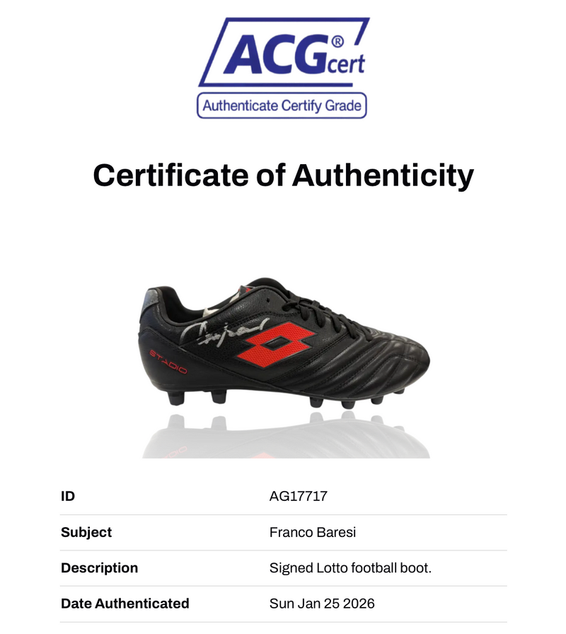 FRANCO BARESI SIGNED AC MILAN LOTTO FOOTBALL BOOT (ACG CERT AG17717)-6