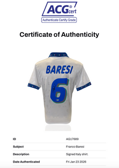 FRANCO BARESI SIGNED ITALY 1994 AWAY SHIRT (ACG CERT AG17689)-3