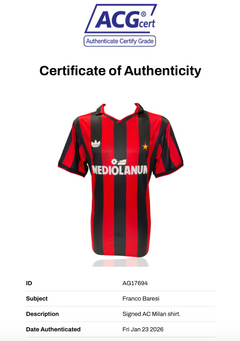 FRANCO BARESI SIGNED AC MILAN 1991/92 HOME SHIRT (ACG CERT AG17694)-3
